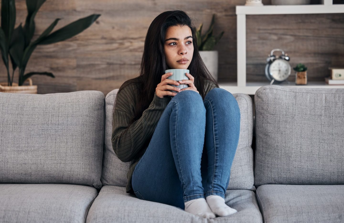 depression sad woman with coffee